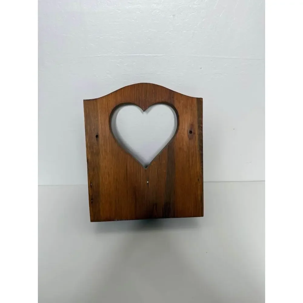 Wooden heart shelf, cut out peg hooks, primitive, solid wood